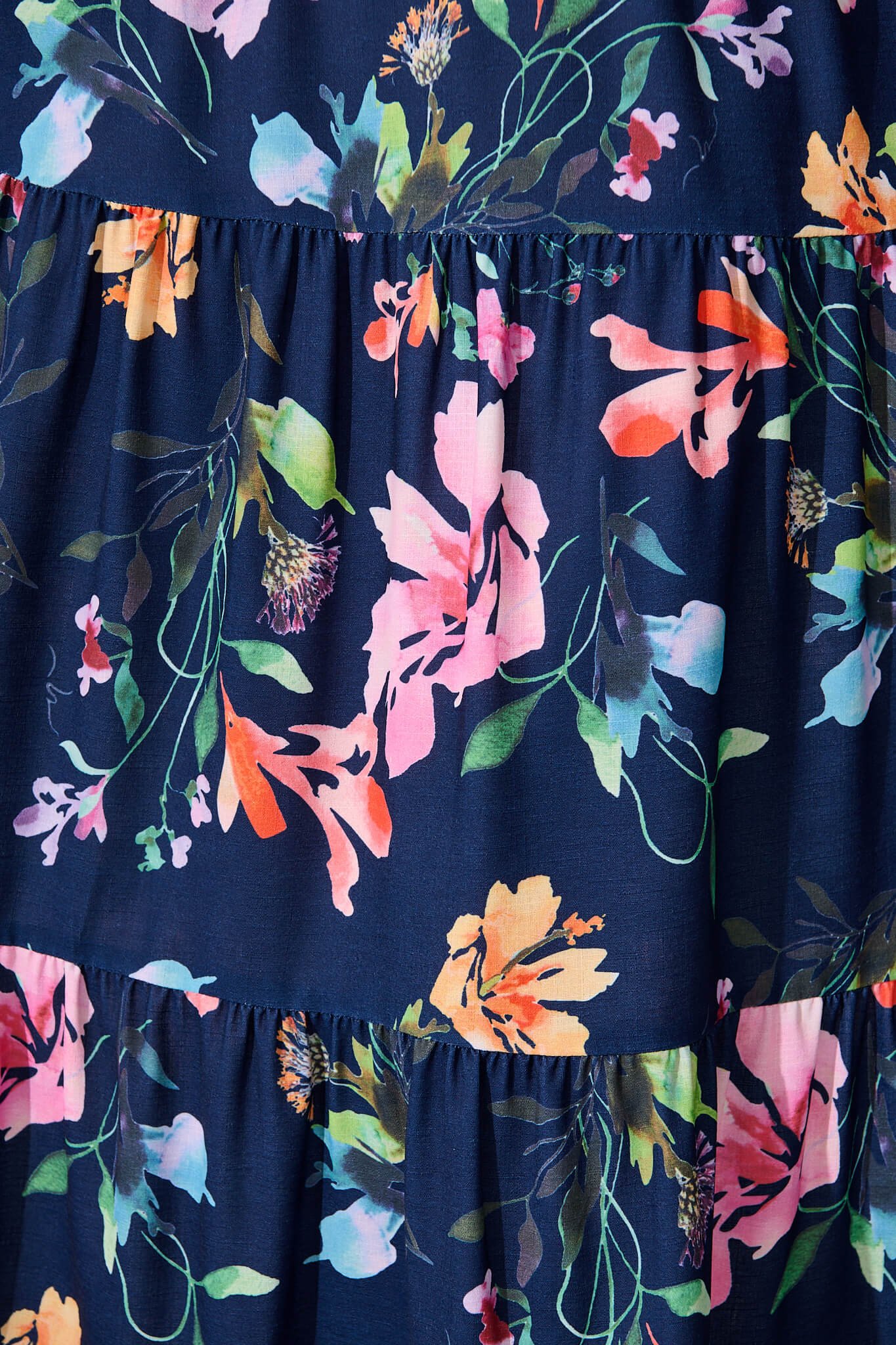 Maxi Skirt In Navy With Multi Floral Print - Image 6