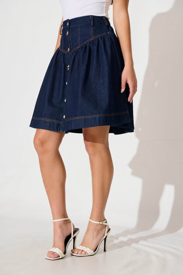 Denim Skirt In Dark Blue - Image 2