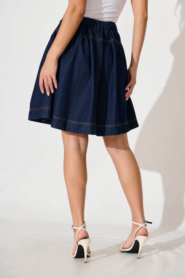 Denim Skirt In Dark Blue - Image 3
