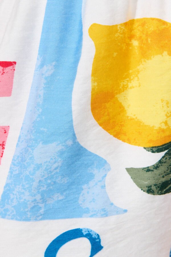 Short In White Lemon Print Ric Rac Trim - Image 8