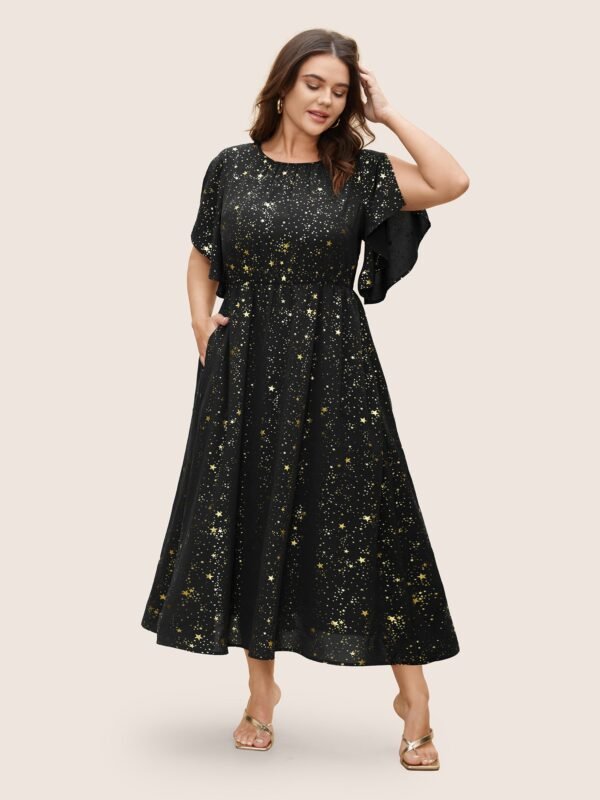 Glitter Star Split Sleeve Midi Dress - Image 7