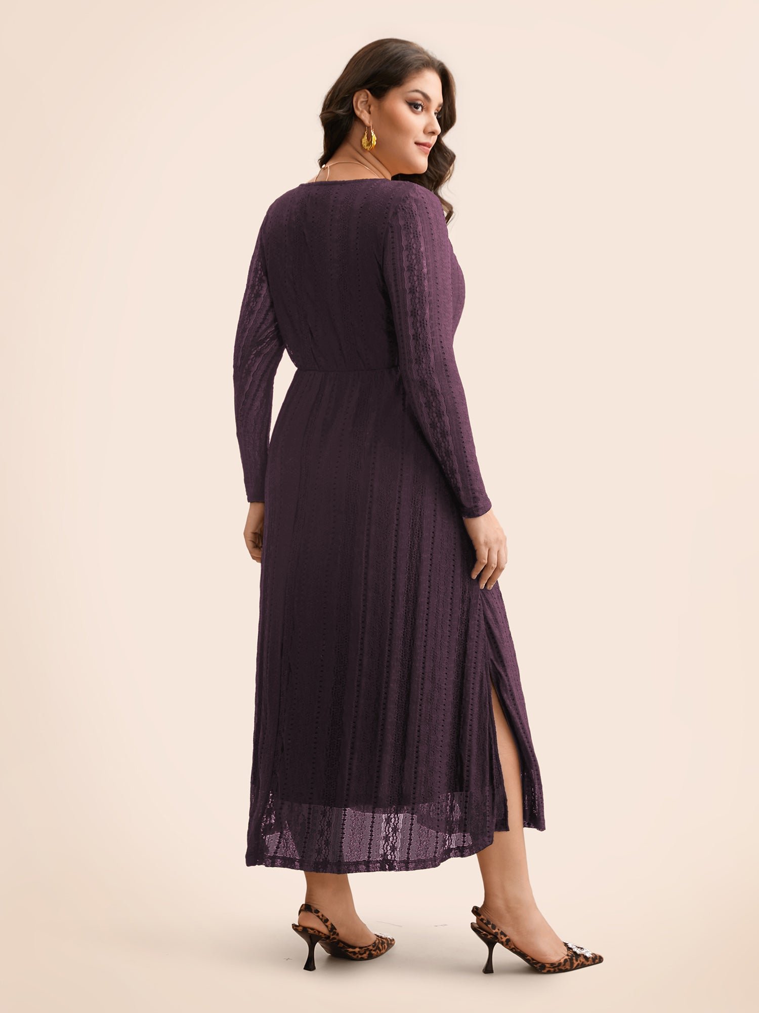 Lace Panel Square Neck Tie Knot Dress - Image 19