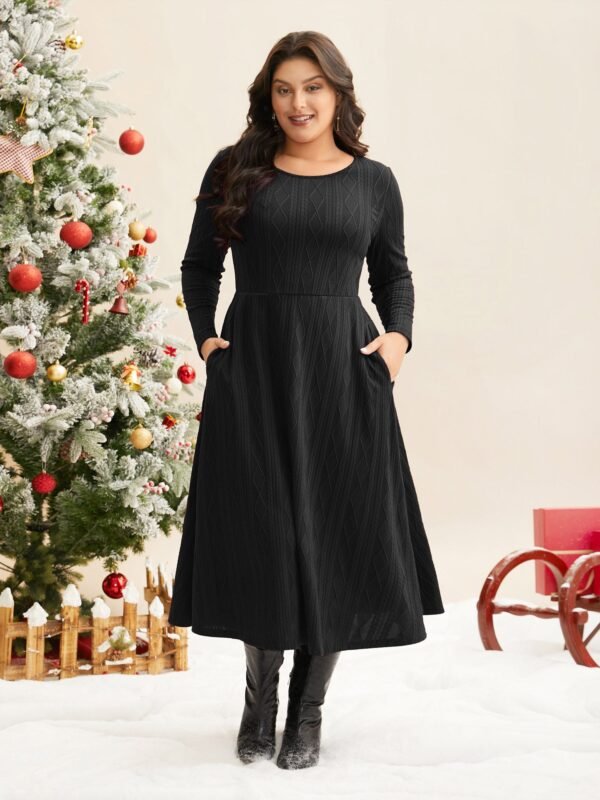 Textured Knit Fit-And-Flare Midi Dress - Image 16