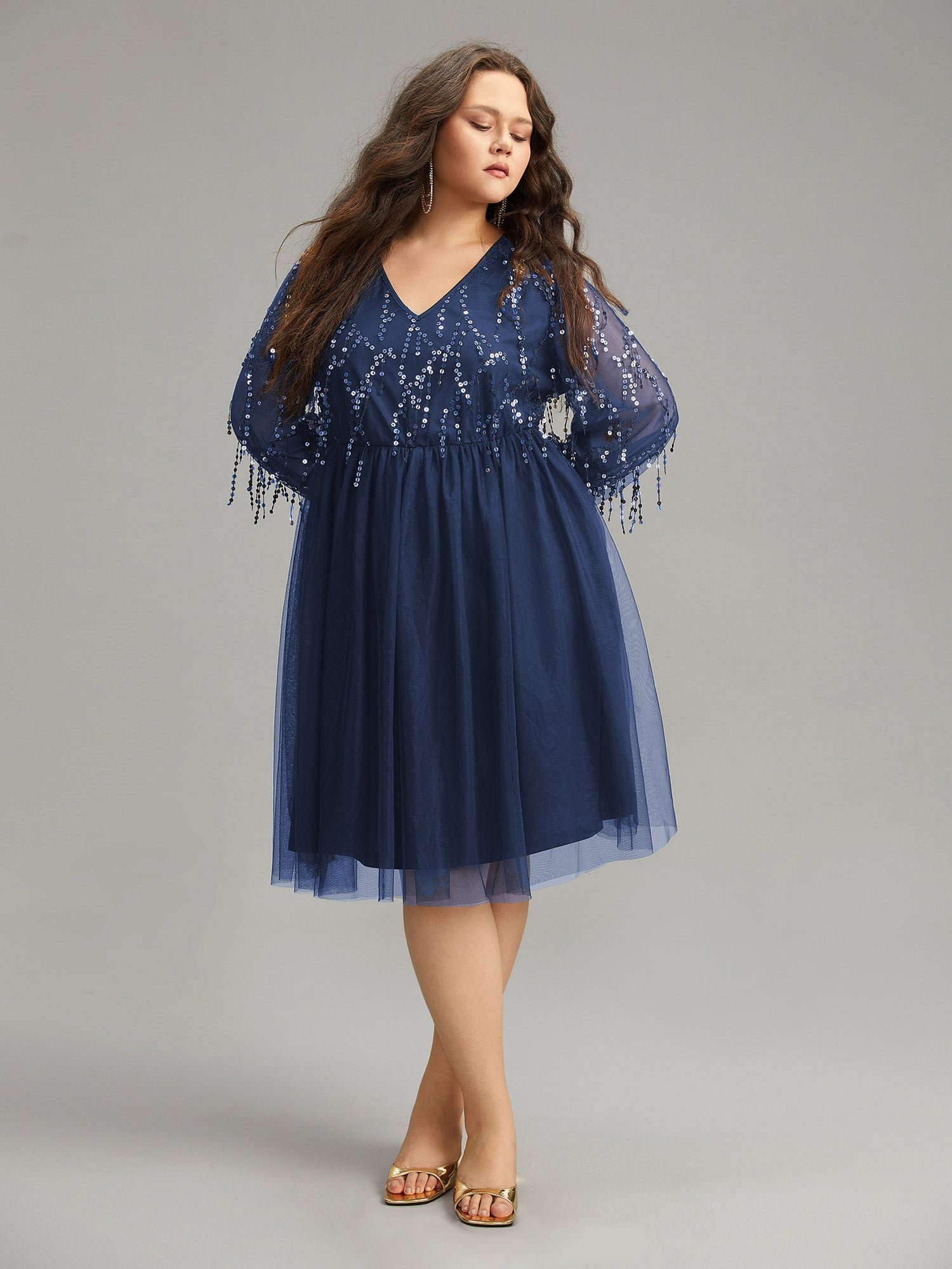 Sequin Mesh Patchwork Tassel Dress - Image 22