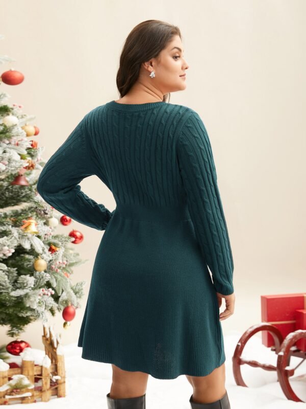 Cable Knit Fit-and-Flare Midi Sweater Dress - Image 31