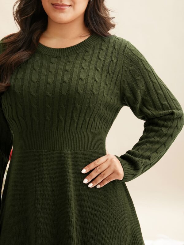 Cable Knit Fit-and-Flare Midi Sweater Dress - Image 59