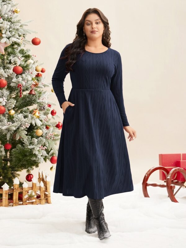 Textured Knit Fit-And-Flare Midi Dress - Image 14
