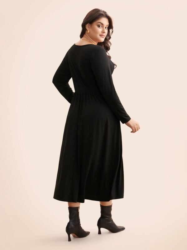 Square Neck Textured Patchwork Crisscross Dress - Image 5