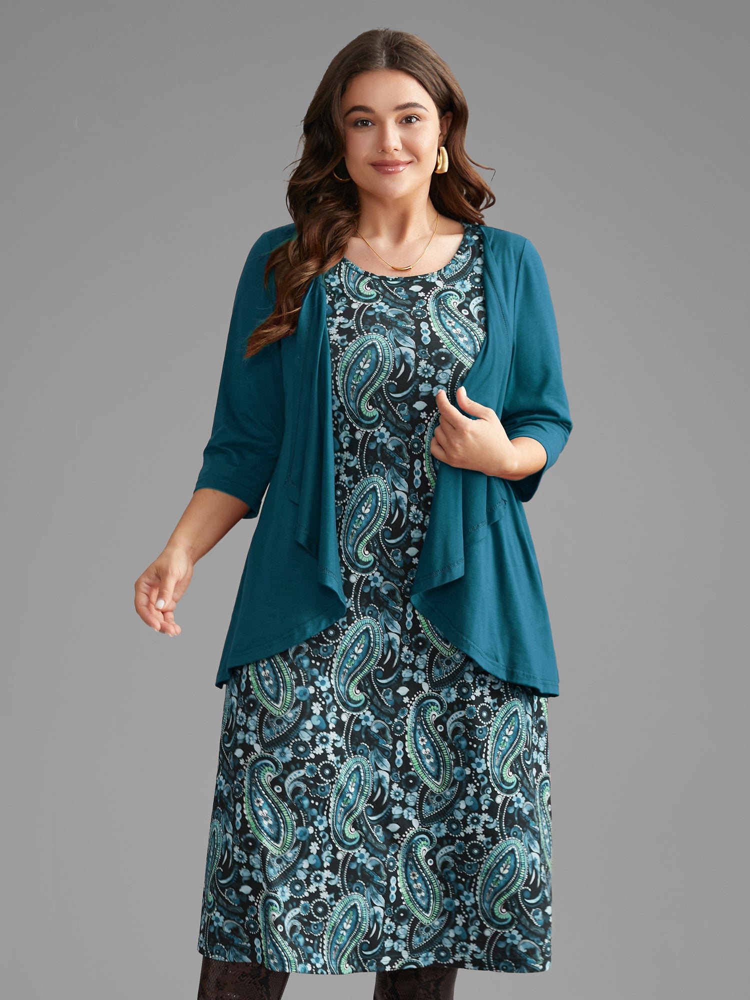 Two Piece Set Bandana Print Knit Dress - Image 3
