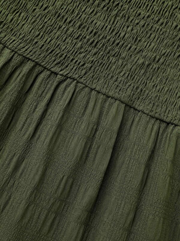 Plain Textured Shirred Midi Dress - Image 7