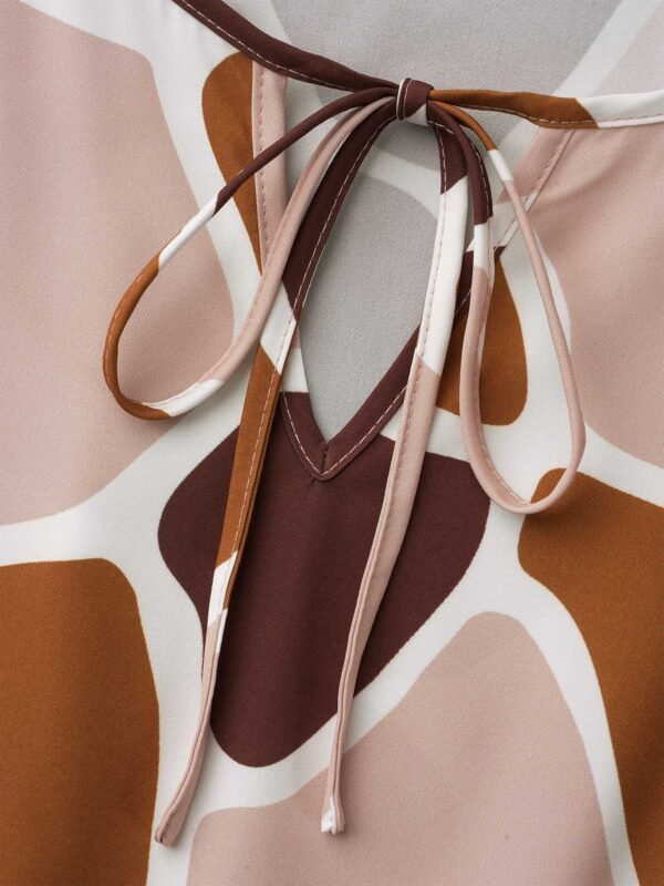 Neck-Tie Color Block Waist Cinched  Dress - Image 6