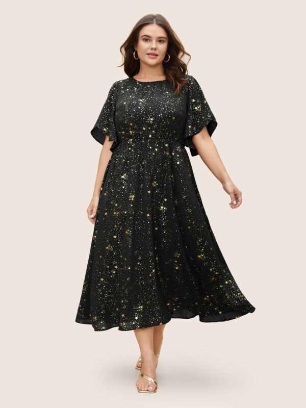 Glitter Star Split Sleeve Midi Dress - Image 8