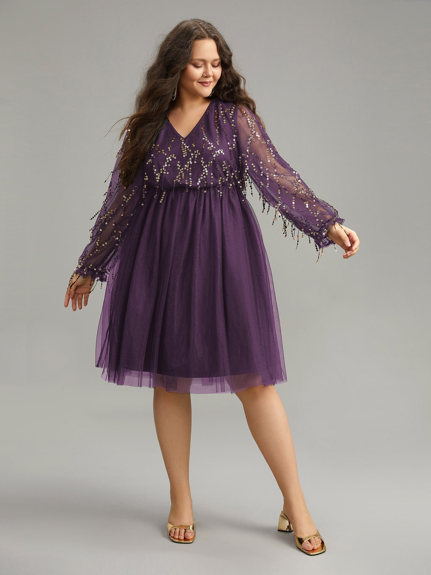 Sequin Mesh Patchwork Tassel Dress - Image 18