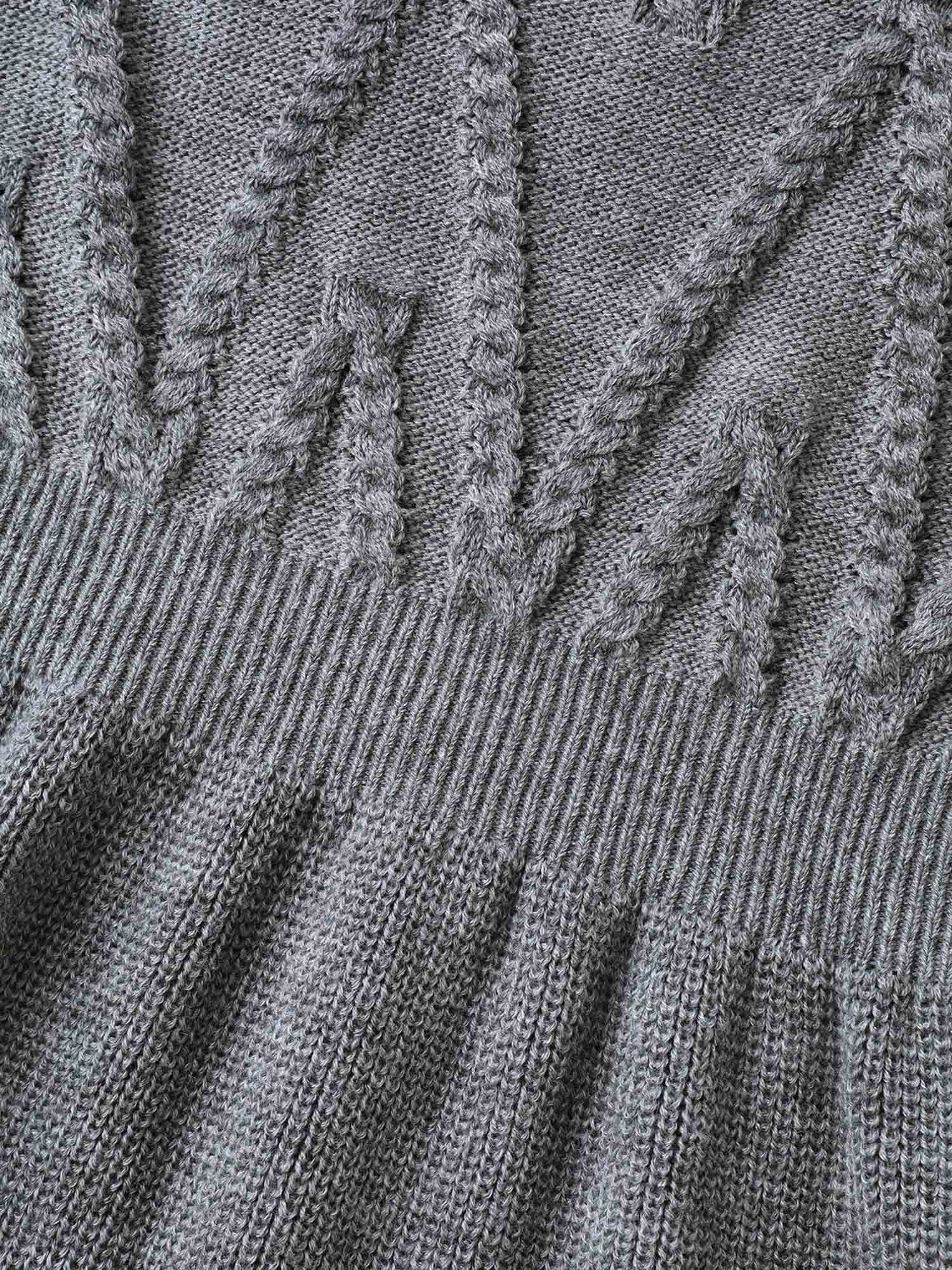 Cable Knit Elastic Waist Midi Sweater Dress - Image 6