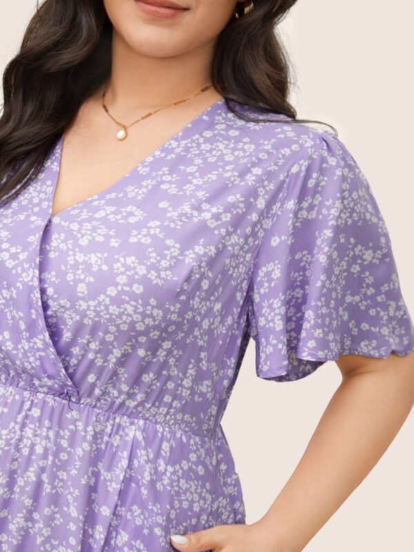 Bloom Dress - Flutter Sleeve Ditsy Floral Pocket Split Maxi Dress - Image 57