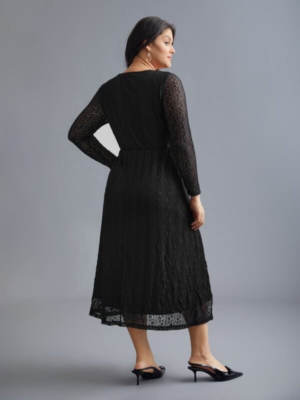 Lace Panel Square Neck Tie Knot Dress - Image 5
