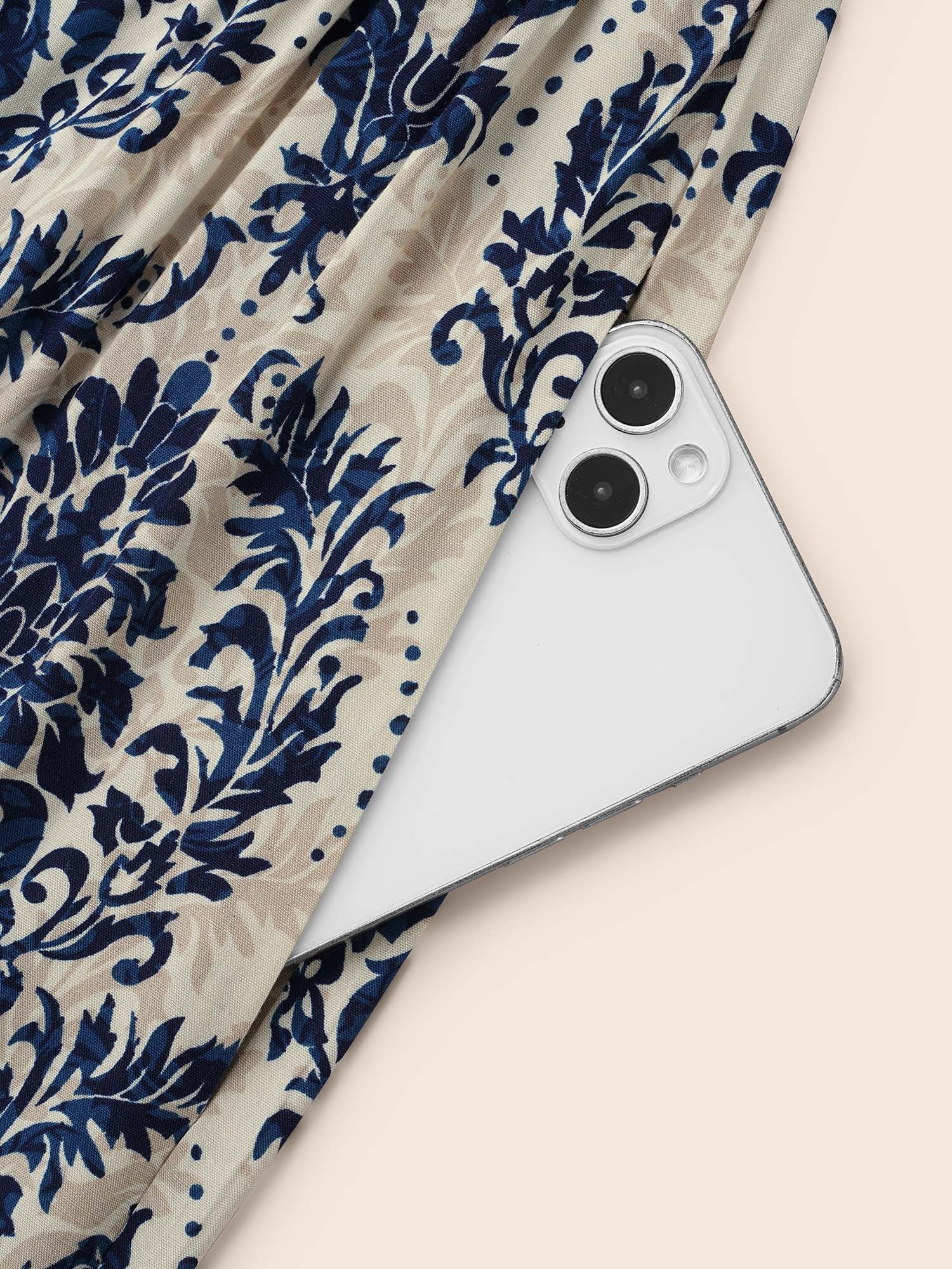 Boho Print Notched Tie Knot Maxi Dress - Image 6