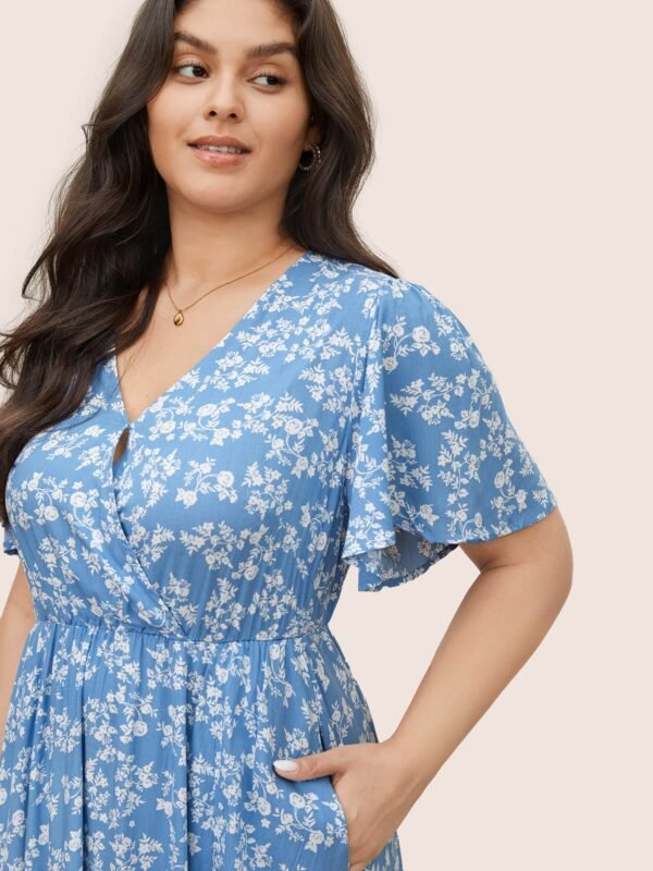 Bloom Dress - Flutter Sleeve Ditsy Floral Pocket Split Maxi Dress - Image 51