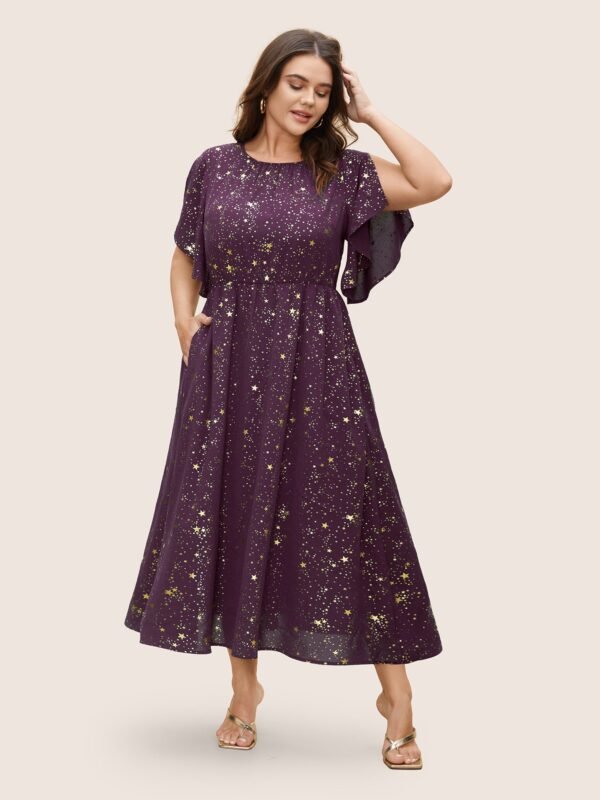 Glitter Star Split Sleeve Midi Dress - Image 16
