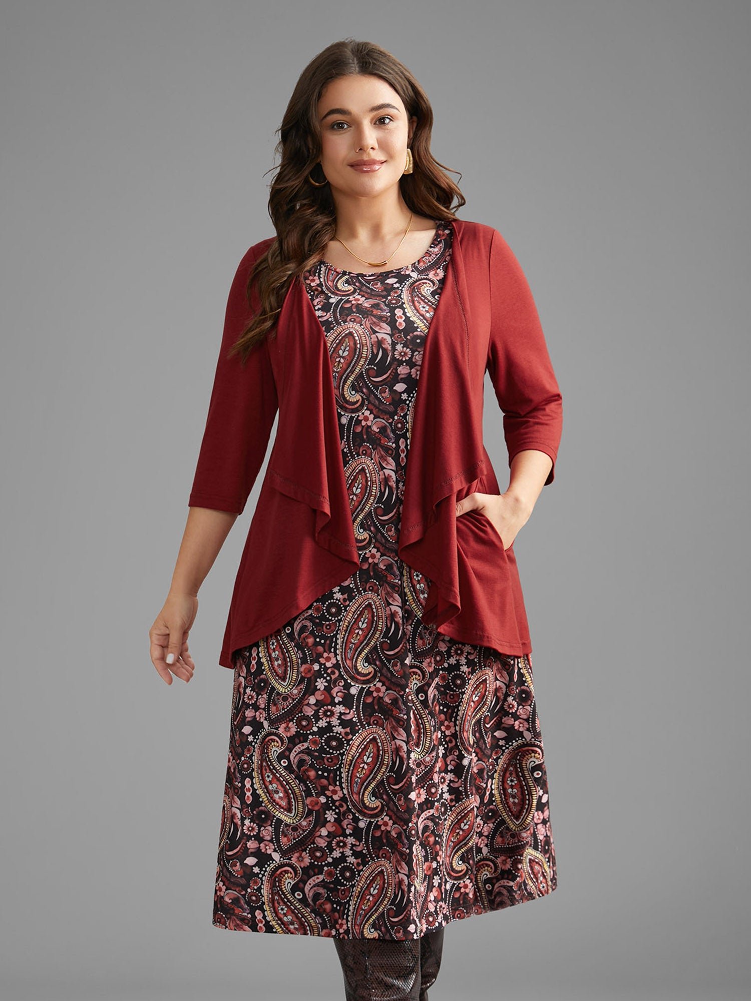 Two Piece Set Bandana Print Knit Dress - Image 5