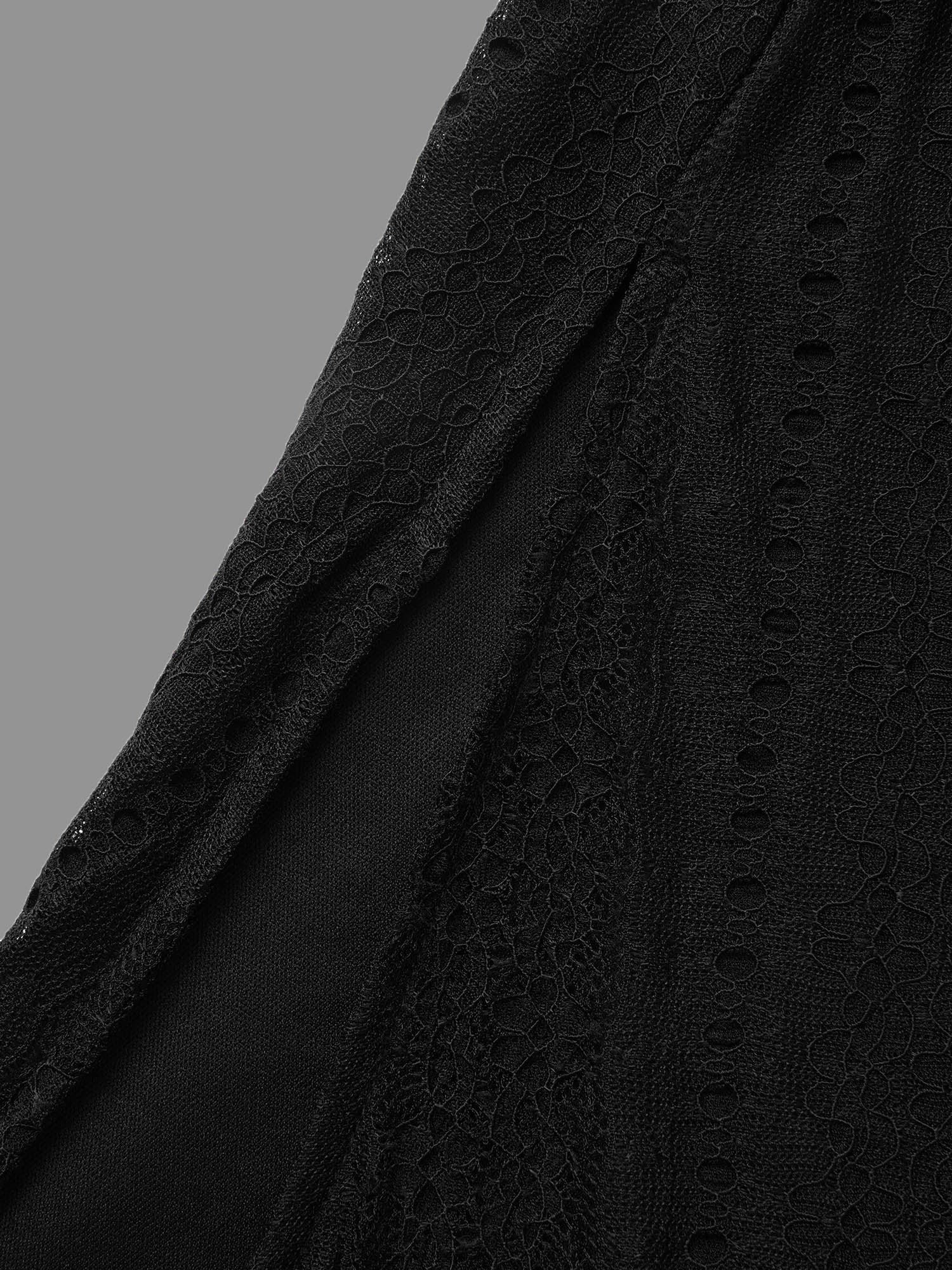 Lace Panel Square Neck Tie Knot Dress - Image 7