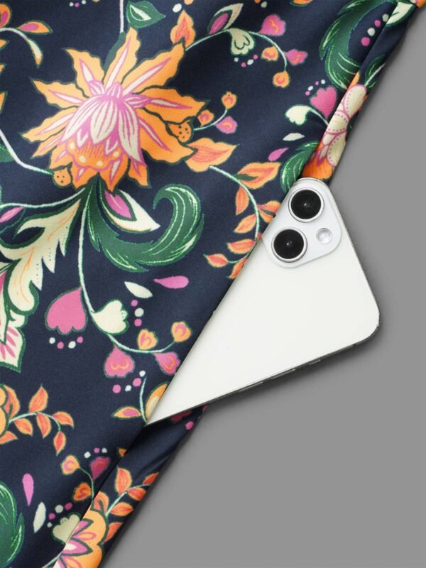 Square Neck Floral Boho Print Midi Dress - Image 5