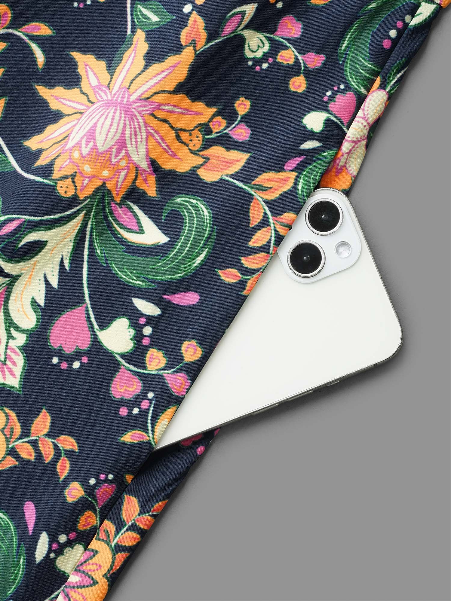 Square Neck Floral Boho Print Midi Dress - Image 5