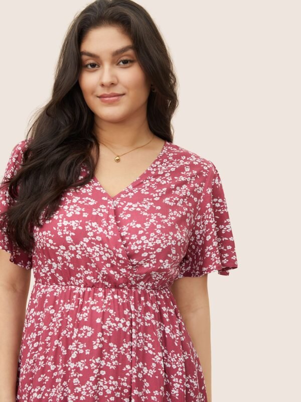 Bloom Dress - Flutter Sleeve Ditsy Floral Pocket Split Maxi Dress - Image 10