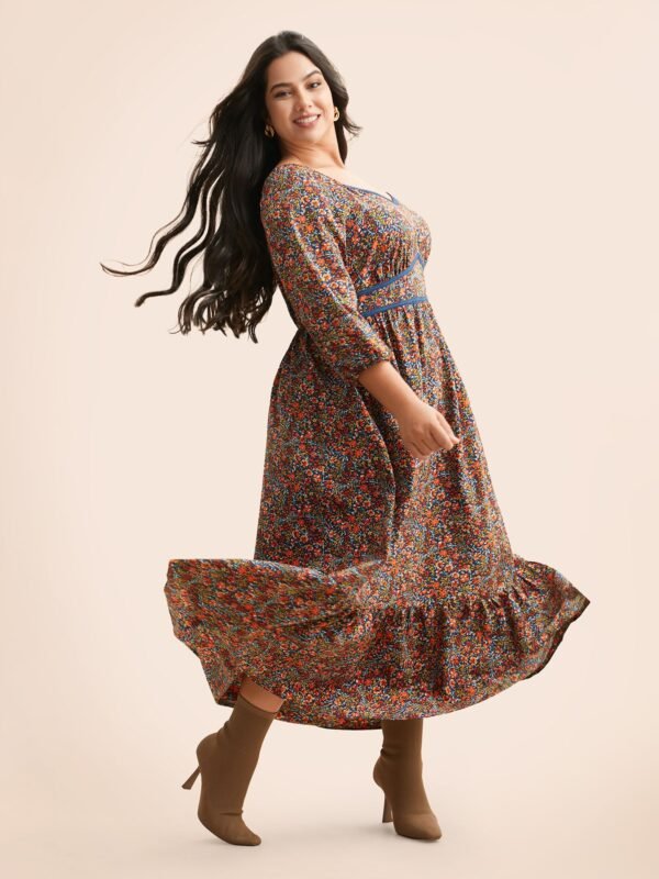 Ditsy Floral Woven Ribbon Maxi Dress - Image 5