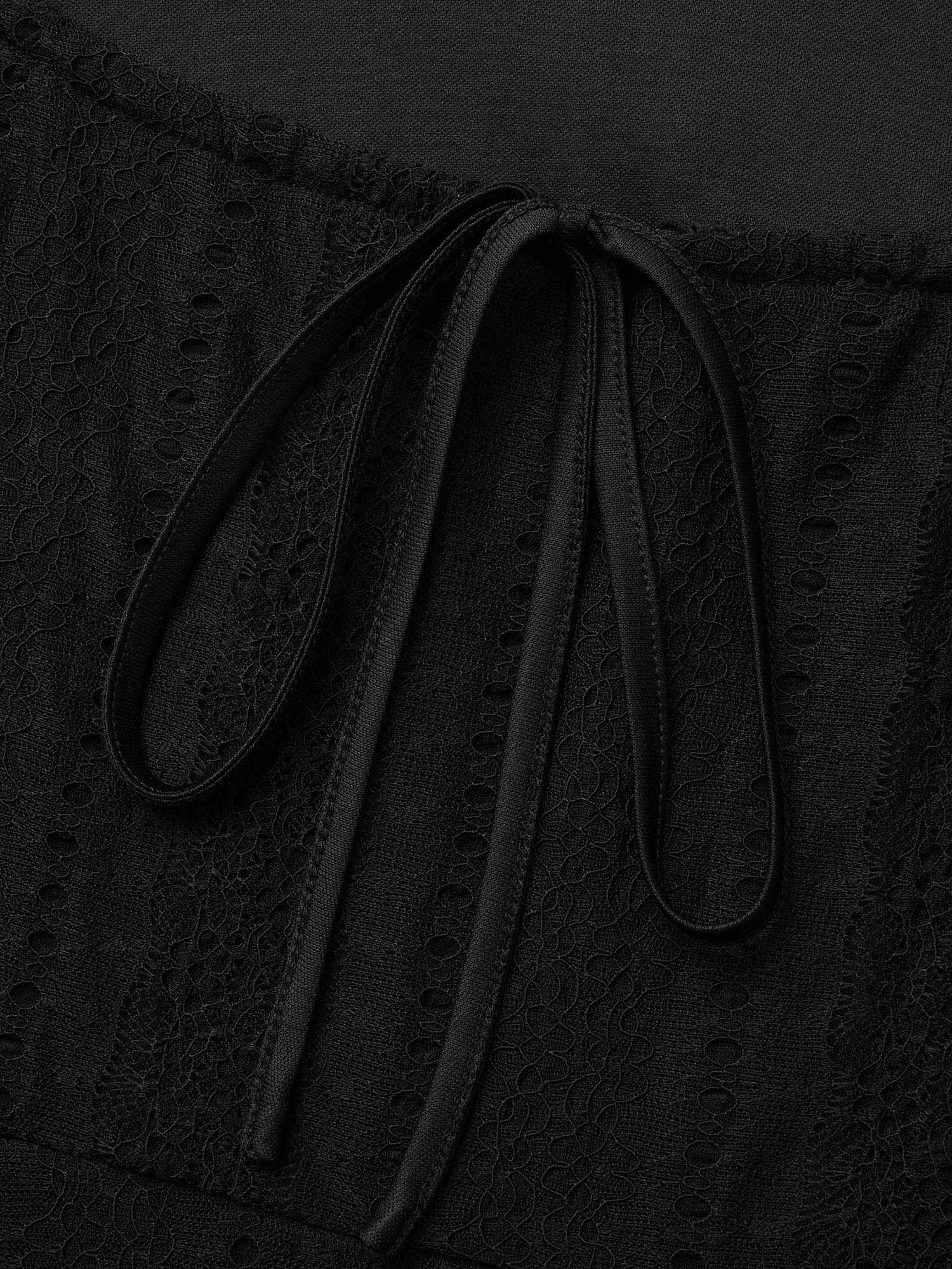 Lace Panel Square Neck Tie Knot Dress - Image 6