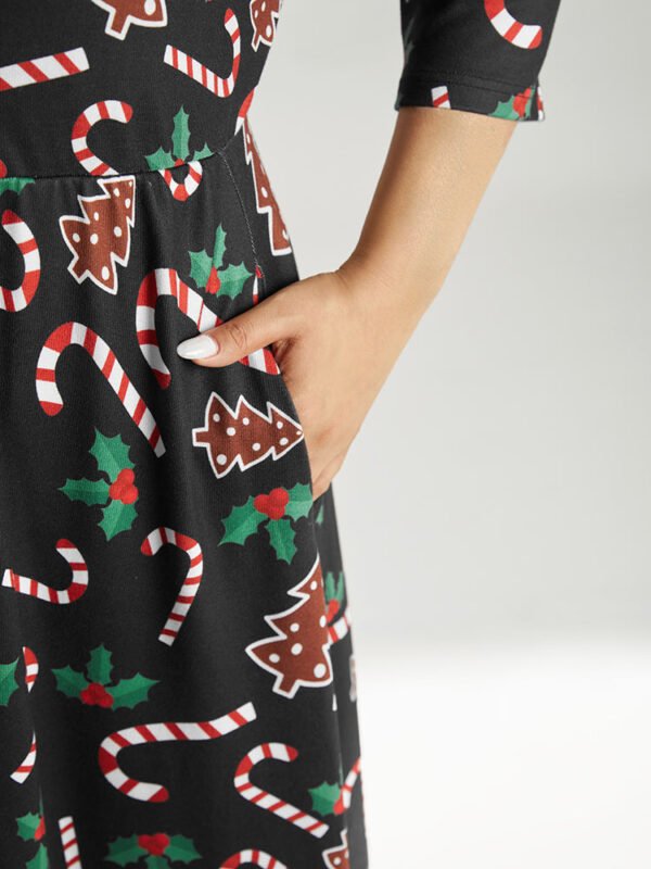 Christmas Print Pocket Elastic Waist Dress - Image 12