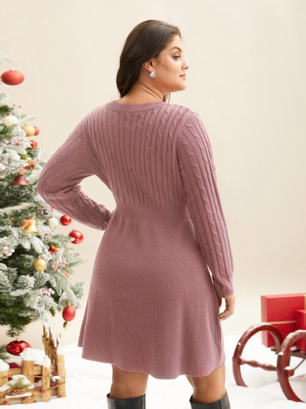 Cable Knit Fit-and-Flare Midi Sweater Dress - Image 30