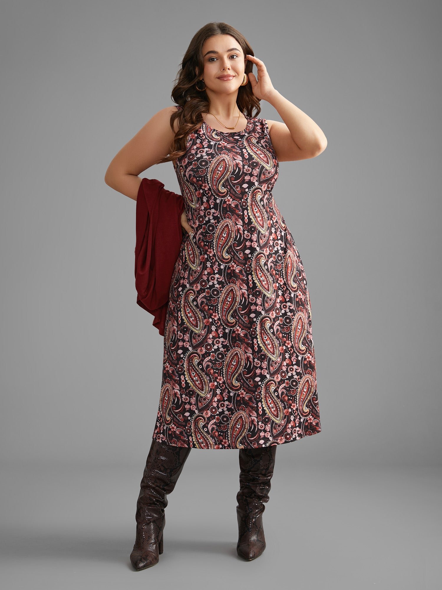Two Piece Set Bandana Print Knit Dress - Image 7
