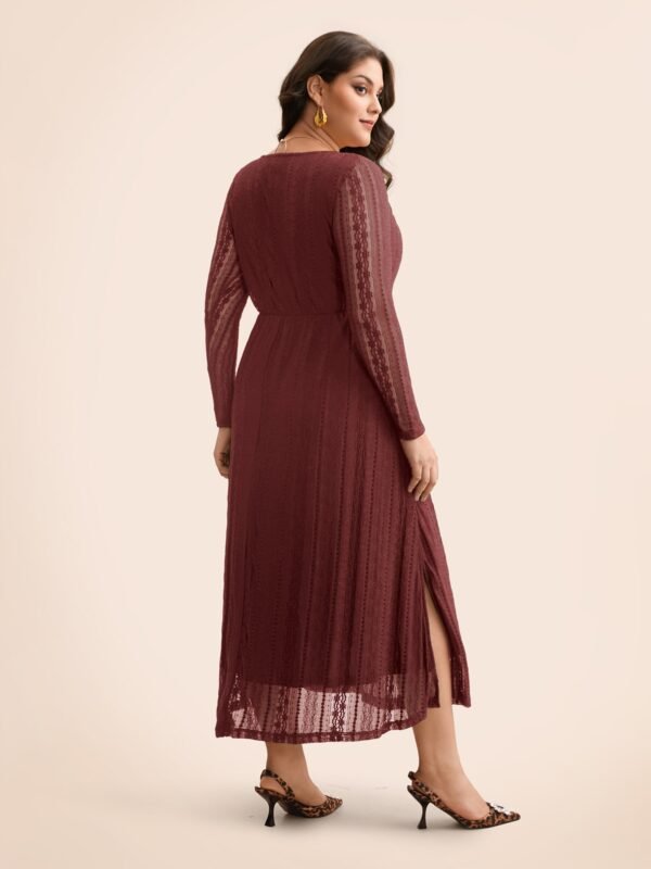 Lace Panel Square Neck Tie Knot Dress - Image 15