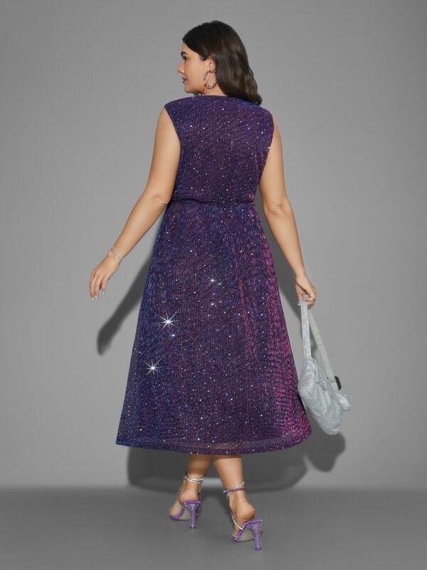 Sequin Surplice Neckline Sleeveless Midi Dress - Image 5