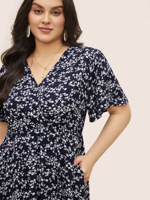 Bloom Dress - Flutter Sleeve Ditsy Floral Pocket Split Maxi Dress - Image 45