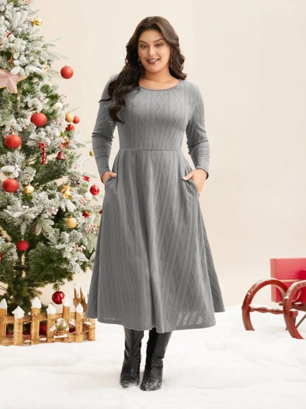 Textured Knit Fit-And-Flare Midi Dress - Image 24