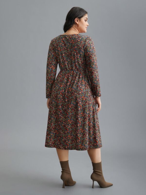 Ditsy Floral Drawstring Midi Dress - Image 4