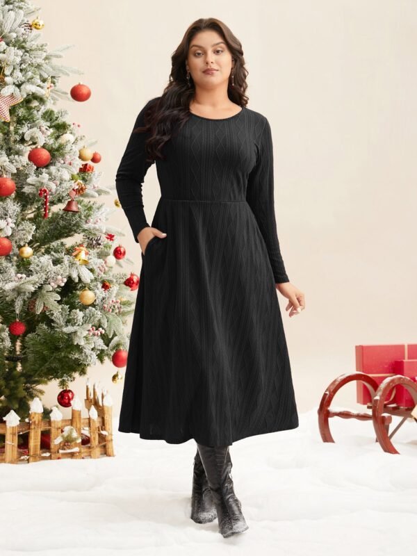 Textured Knit Fit-And-Flare Midi Dress - Image 18