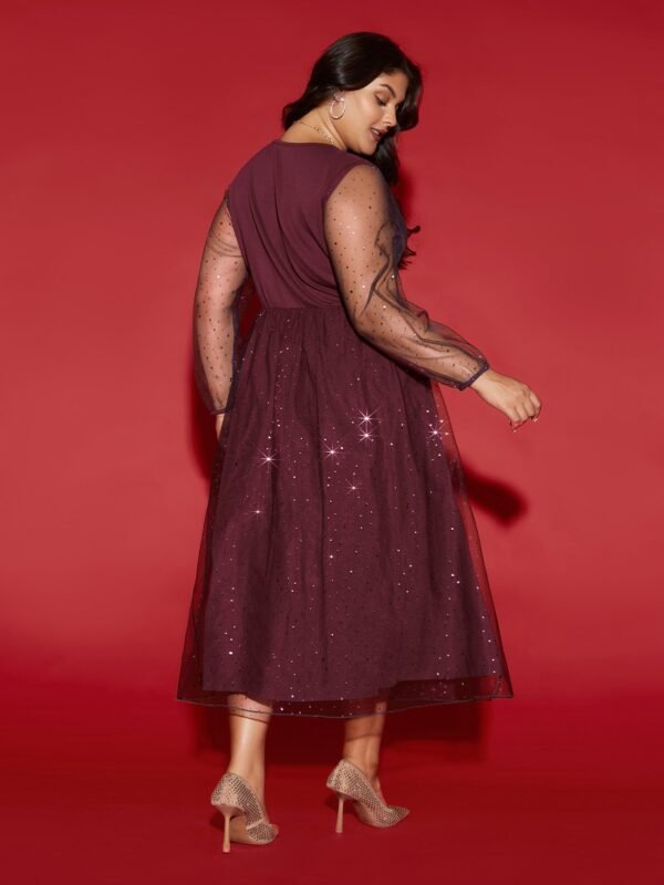 Sheer Mesh Shimmering Sequins Maxi Dress - Image 9