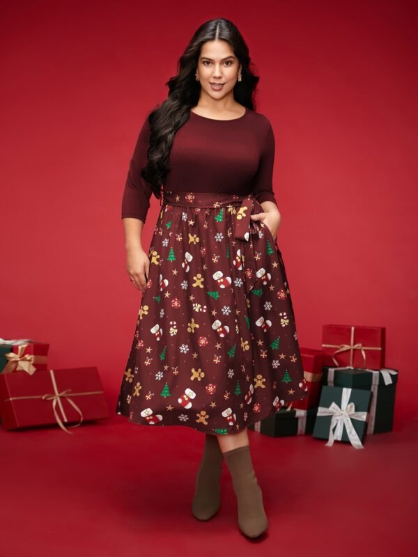 Holiday Everything Printed Skirt Fit-and-Flare Midi Dress - Image 8