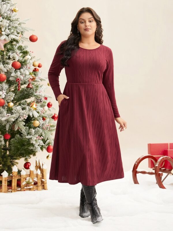 Textured Knit Fit-And-Flare Midi Dress - Image 4