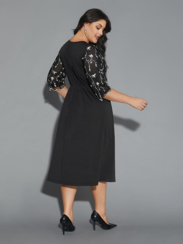 Round Neck Floral Embroidered  Dress - Image 5