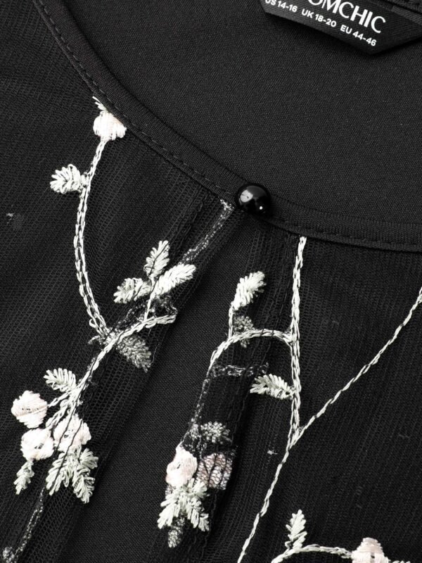 Round Neck Floral Embroidered  Dress - Image 6