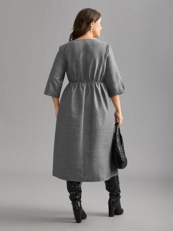 Buckled Waist Loops Pleated Midi Dress - Image 4