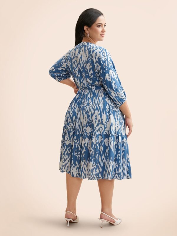 Boho Print Tie Knot Puff Sleeve Dress - Image 31