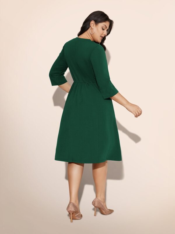 Heart Neckline Patchwork Sequin Button Detail Dress - Image 12