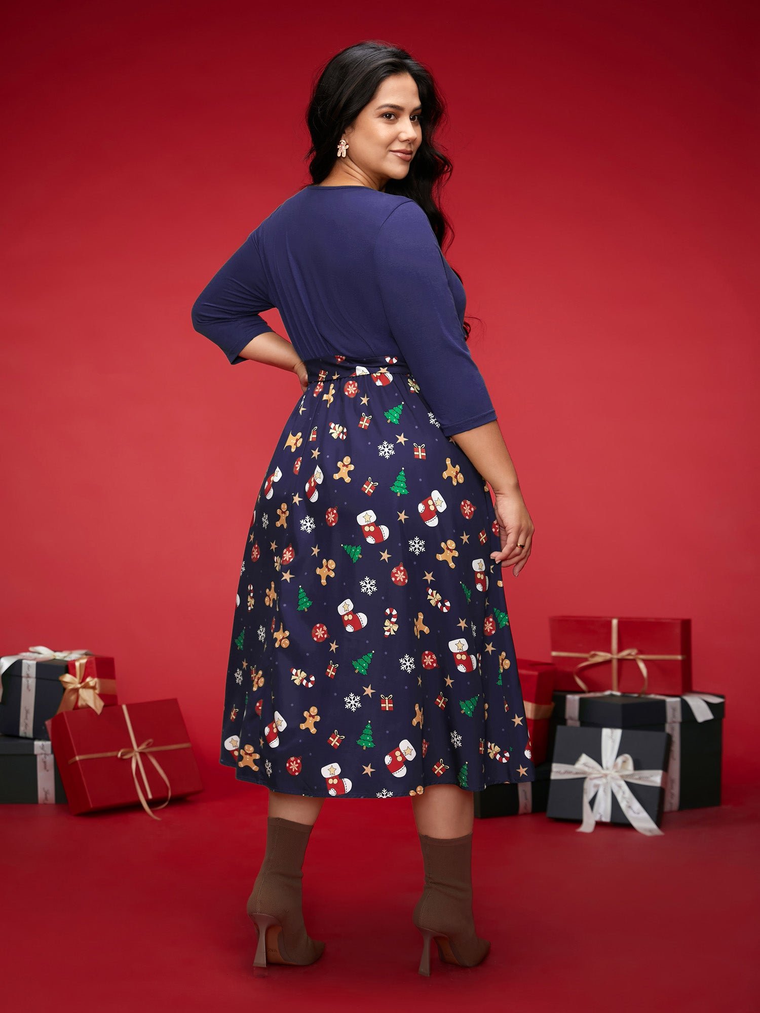 Holiday Everything Printed Skirt Fit-and-Flare Midi Dress - Image 13