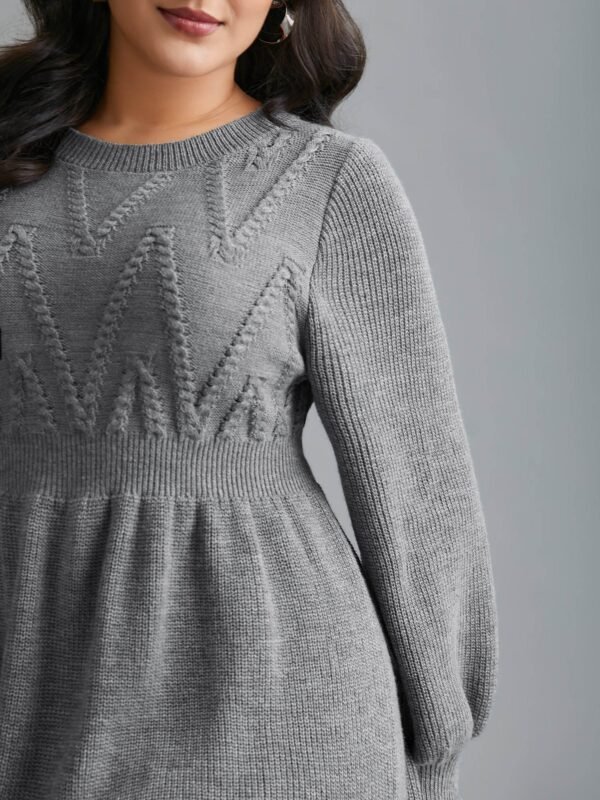 Cable Knit Elastic Waist Midi Sweater Dress - Image 5