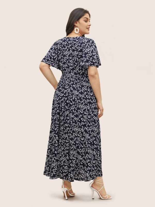 Bloom Dress - Flutter Sleeve Ditsy Floral Pocket Split Maxi Dress - Image 44